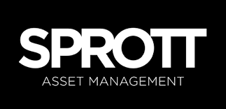 Sprott Asset Management logo, black background.